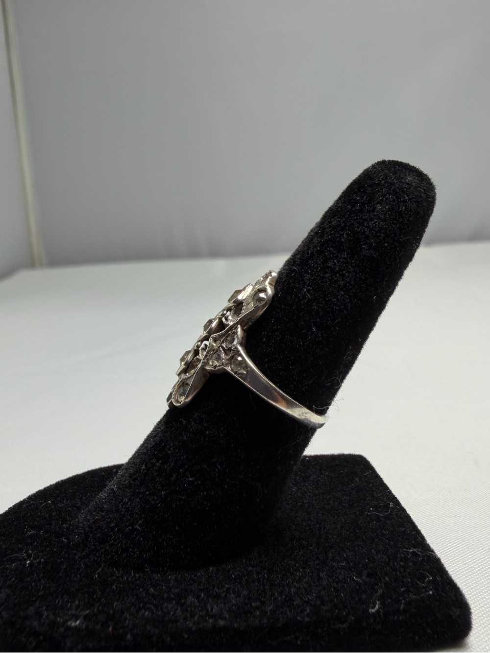 Sterling Silver 925 CZ Ring Filigree Art Deco Style Cocktail Statement Size 5 - Picture 4 of 6